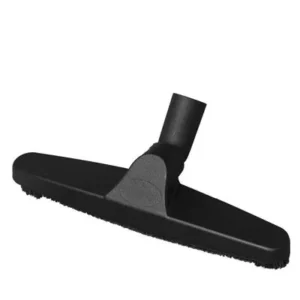 A black vacuum head with a gray handle.