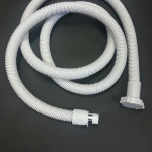 A white hose is connected to the end of it.