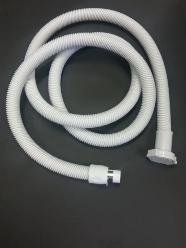 A white hose is connected to the end of it.