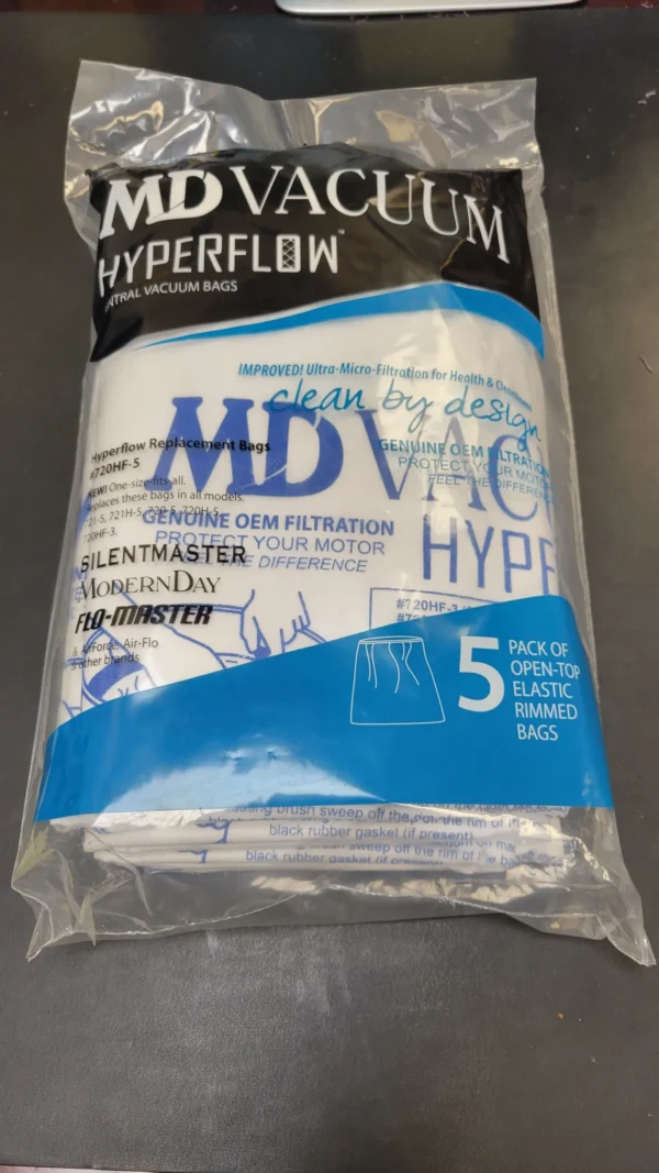 A bag of vacuum cleaner bags with the words " hyperflow md vac hyper ".