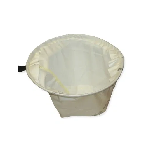 A white bucket with a black handle.