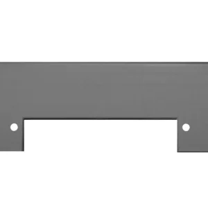A gray metal plate with two holes for mounting.